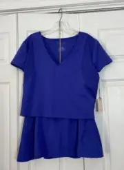 NWT Sincerely Jules Active Size Large Blue Top & Skirt Set Laser Cut Tennis Golf