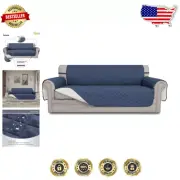 Durable Microfiber Couch Cover for Pets - 4 Seater Slipcover with Foam Sticks
