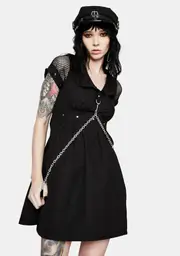 [Tripp NYC] Black Chain Strap Mini Dress