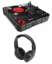 Numark PT01 Scratch DJ Turntable w/ USB/AUX/RCA+Speaker+Samson Headphones