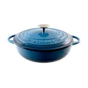 Pyrolux Pyrochef 24cm/2.5L Cast Iron Round Low Chef Pan w/ Lid Pot Ocean Blue