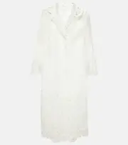 [Oscar de la Renta] Oscar de la Renta Floral trellis guipure lace-trimmed tunic AU 14 white