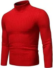 [Jueshanzj] Men's Pullover Knit Sweater Autumn and Winter high Neck Color Twist Bottoming Shirt Sweater