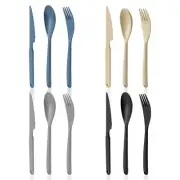 Large Knives Spoons and Forks Set 12pcs Reusable Plastic Utensils Cutlery Set...