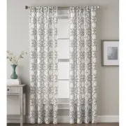 Set 2 Charcoal Gray Lattice Window Curtains Panels Drapes Pair 63 84 95 inch L
