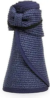 [Maoping] Sun Visors for Women Wide Brim Straw Beach Hat Packable Roll-Up Visor Straw Sun Hat Ponytail Summer Packable Hats for Women,Navy Blue