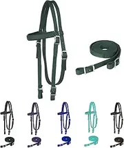 Majestic Ally Horse Headstall with Reins, Nylon Padded Browband, Multiple Colors