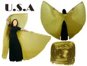 J'Style Professional Belly Dance 360 Degree (Open Back) Isis Wings No Sticks Gol