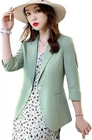 [Generic] Women Blazer Office Work Suit Jackets Coat Lady Three-Quarter Sleeve Slim Elegant Blazers Outwear