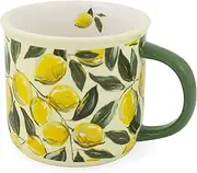 Boston International Ceramic Coffee/Tea Mug, 13-Ounces, Painterly Lemons Allover