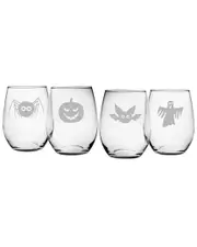 Susquehanna Set of 4 Scary Creatures Assortment Stemless Wine Glasses
