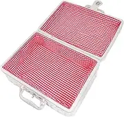 Generic 1pc Rattan Suitcase Organizers Trinket Lid Prop Unit Storage Trunk Mini Suitcase Chest Decoration Rattan Storage Basket Woven Suitcase Over Door Storage Wicker White Polyester