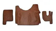 ECO LEATHER BROWN RHD FLOOR COVERS MATS FOR RENAULT GAMA T TUNNEL 2013-2021 AUTO