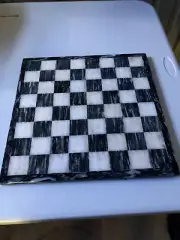 14" Black/White Marble Chessboard