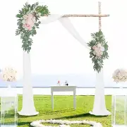 ponatia Artificial Wedding Arch Flowers with 26Ft Arch Draping Fabric, Pink W...
