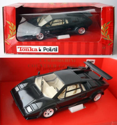 VINTAGE 80'S TONKA POLISTIL 1:18 LAMBORGHINI COUNTACH BLACK DIE CAST MODEL NEW !