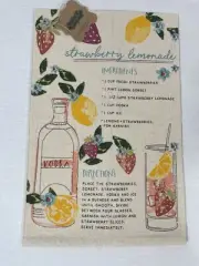 Mud Pie Strawberry Lemonade Recipe Dish Towel 26"x16" NWT