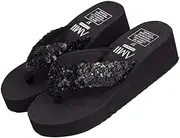 [Holibanna] Women's Fashionable Large Size Black Slides Non-slip Eva Wedge Heel Grips Comfortable Casual Shoes Size 36