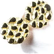 [Street Knitted] Small Round Shape 14K Yellow Gold Plated Solid 925 Sterling Silver Men's Circle 90's Old School Retro Size 10mm Textured Nugget Hip Hop Screw Back Post Stud Earrings For Men, Small, Sterling Silver,