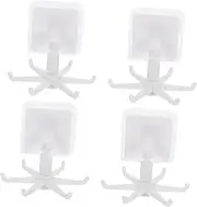 [Luxshiny] 4pcs Rotary Folding Sticky Hook Cabinet Hanger Wall Mounted Shelves for Storage Space Hooks Rotating Hook Rotary Tool Multi- Hanging Utensil Holder Rotating Storage Rack White Abs