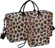 [sanluoli] Travel Duffel Bags Carry On Personal Item Bag Sport Training Bag with Adjustable Strap for Sports Waterproof, rose gold leopard print