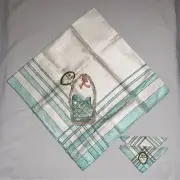 NWT Antique Linen Crochet Tablecloth White Green T.C All Pure Czech Collectible
