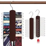 2 Pack Tie Rack for Closet, Premium Wooden Necktie Organizer Storage Red-2 Pack