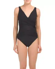 NEW Orig $162 Miraclesuit 16 Magicsuit Swimsuit Slimming One Piece Solid Black