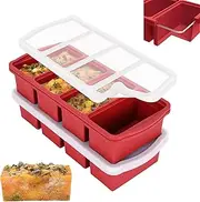 Zip Standing Silicone Freezer Trays with Lid,1-cup Soup Freezer Container large Ice Cube Molds with Reinforced Steel Ring Top for freezing Soup Sauce Broth Leftovers oven Dishwasher -Safe(2-Pack)