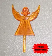 Large GOLD Amber Ceramic Christmas Tree Star ANGEL Topper 4" tall **FREE SHIP**