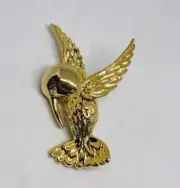 Beauty Charm Bird Brooch Pin For Men's 925 Sterling Silver 14KYellow Gold Plated