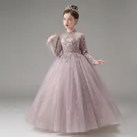 在飛比找ETMall東森購物網優惠-生日高級感秋冬長袖婚紗兒童禮服