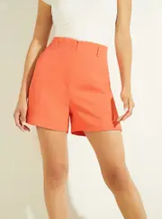 GUESS Women's Marciano Coral Finch High-Rise Shorts in Orange Size: 38, Viscose Rayon