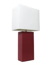 Lalia Home 21in Modern Leather Wrapped Table Lamp with LED Bulb Included