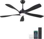 56 Inch Ceiling Fans with Lights Remote/APP Control, 2 Downrods Flush Mount C...