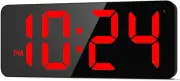LED Digital Wall Clock with Large Display, Big Digits, Auto-Brightness, 12/24Hr
