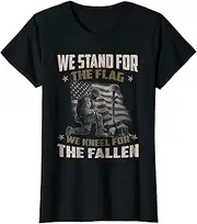 [VidiAmazing] Veteran Gift, We Stand for The Flag, We Kneel for The Fallen ds4833 T-Shirt