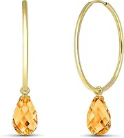 [Galaxy Gold GG] 14k Solid Gold Hoop Earrings with dangling Citrines