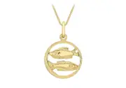 9ct Yellow Gold Pisces Zodiac Pendant