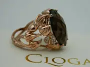 Welsh Clogau 9ct Rose Gold 'Ar Dan' Smoky Quartz & Diamond Ring size O