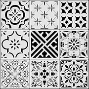 9 Pieces Floor Painting Stencils Large Tile Stencils Wall Drawing Pattern Templates Floor Stencils Kit in 9 Styles for Painting Linoleum Floor Wall Wood Tiles Cement Decor (Simple Style,6 x 6 Inch)