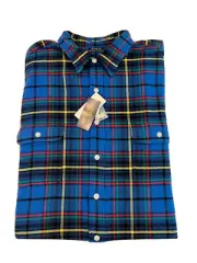 Polo Ralph Lauren Flannel Workshirt BIG & TALL Men's BLUE Plaid SHIRT 3XB