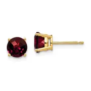 14k Yellow Gold 6mm Garnet Checker Earrings