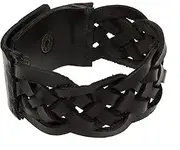 [Maverick] Hand-woven Black Vintage Leather Wrist Cuff Wrap Bracelet for Men (SJ_3082), 9, Leather, crystal