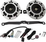 FARBIN Train Horn for Car Metal Twin Horns Kit with Relay Harness and Button Bolt-On Mounting Bracket Compatible with Subaru WRX STi (white horn with wire button and bracket)