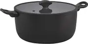 Essteele Per Domani 28cm Nonstick Casserole Pot with Lid, Aluminium, Induction, Gas & Electric Compatible, Dishwasher & Oven Safe, Black