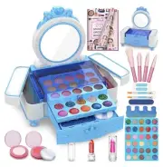 Kids Makeup Kit for Girl, Real Makeup Toys with Make Up Vanity Set