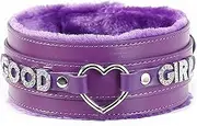 [Succuba] Handmade Fluffy Heart Rhinestone Heart Ring Pu Leather Choker Collar For Women, Handmade Punk Gothic Letter Necklace Adjustable Fashion Jewerly
