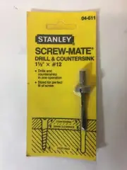 Stanley 04-611, Screw-Mate, Drill & Countersink, 1 1/2" X #12, New Old Stock