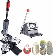 Badge Maker Machine，85 * 31mm Metal Badge Press Kit with Paper Cutter and 100pcs Components，Badge Punch Press Kit Used for DIY Making of Egg Shape Badges and Pins，Teardrop